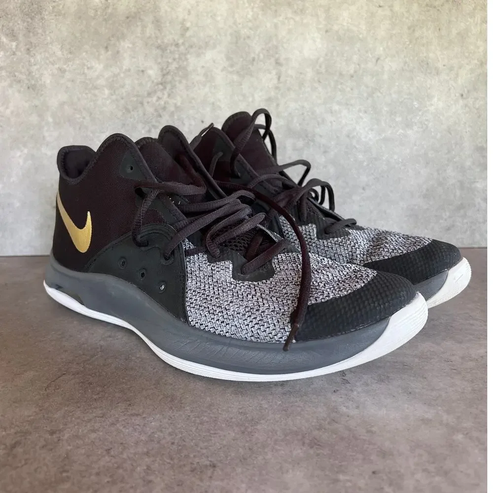 NIKE Air Versitile III mid top basket ball shoes athletic sneakers black/gray 11